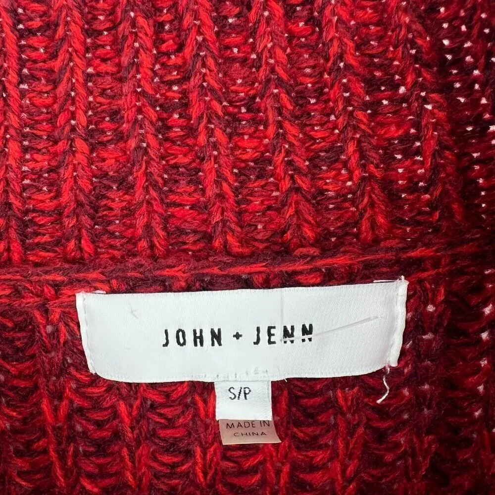 John + Jenn Burgundy Red Marled Mock Neck Sweater Women's Small